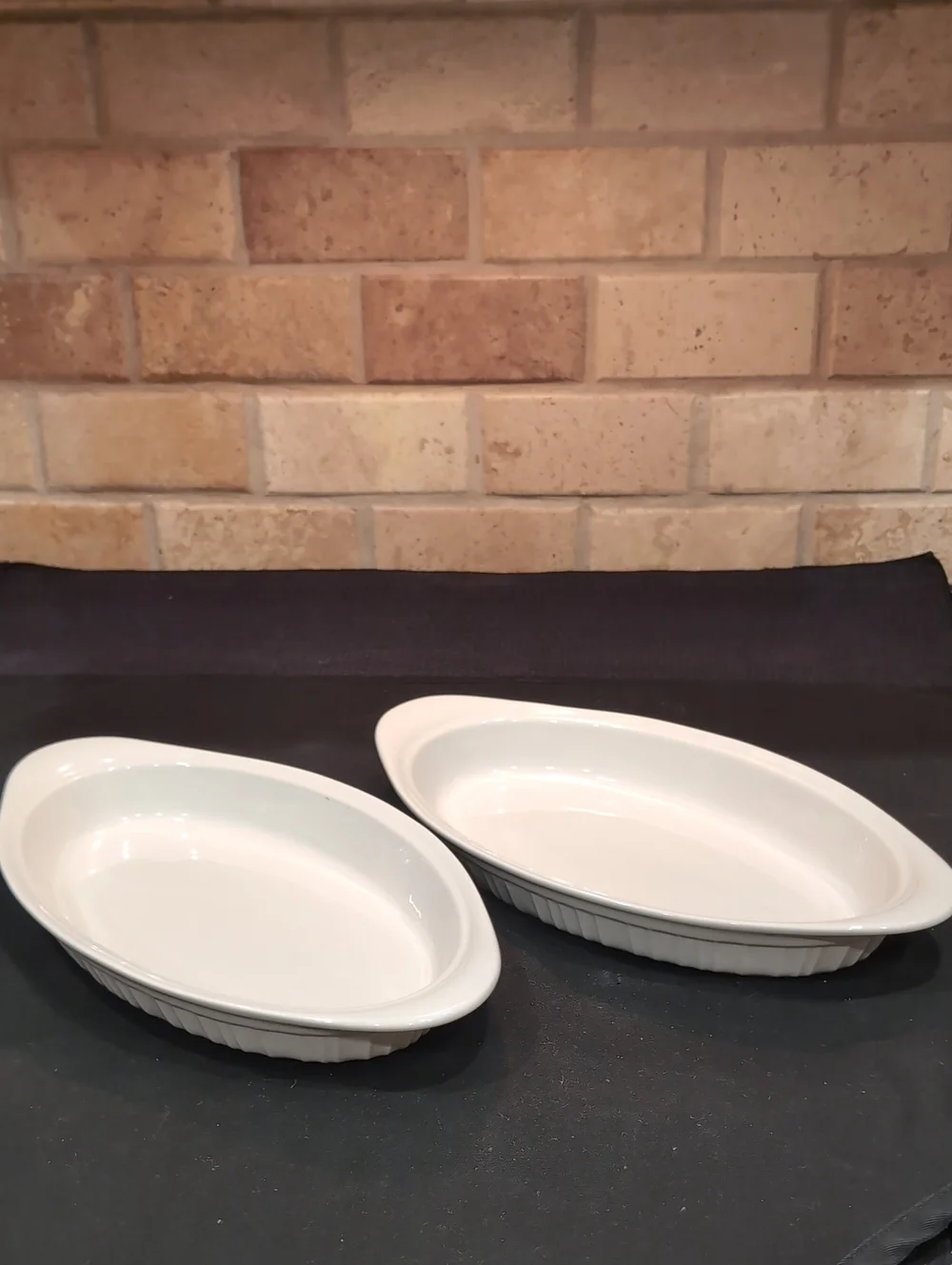 Two (2) French White Corningware Oval  Casserole Baking Dishes 10
